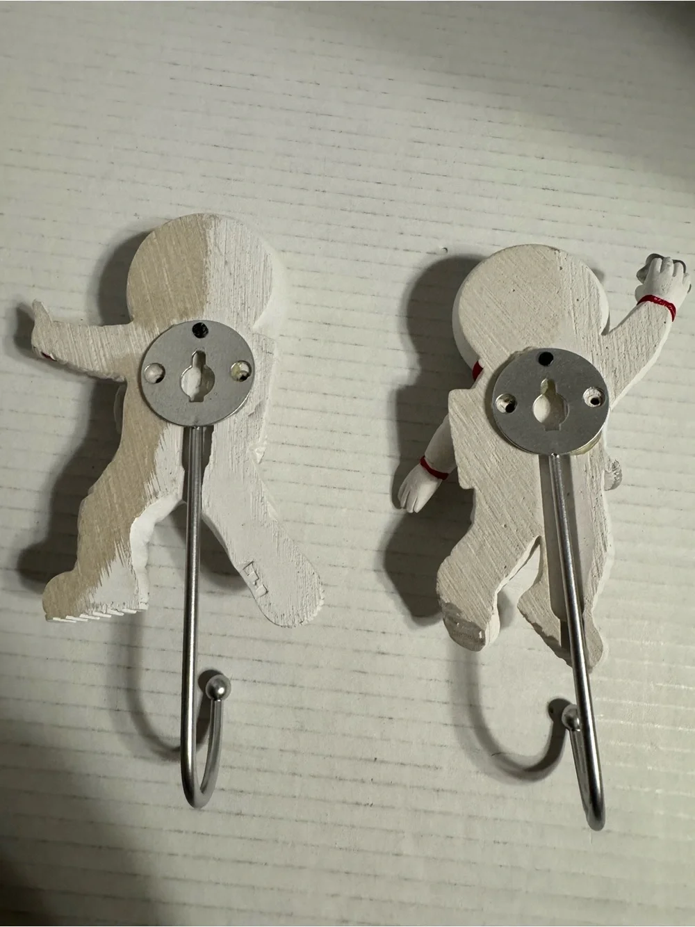 White Astronaut Wall Hooks Set - Space-Themed Home Hooks